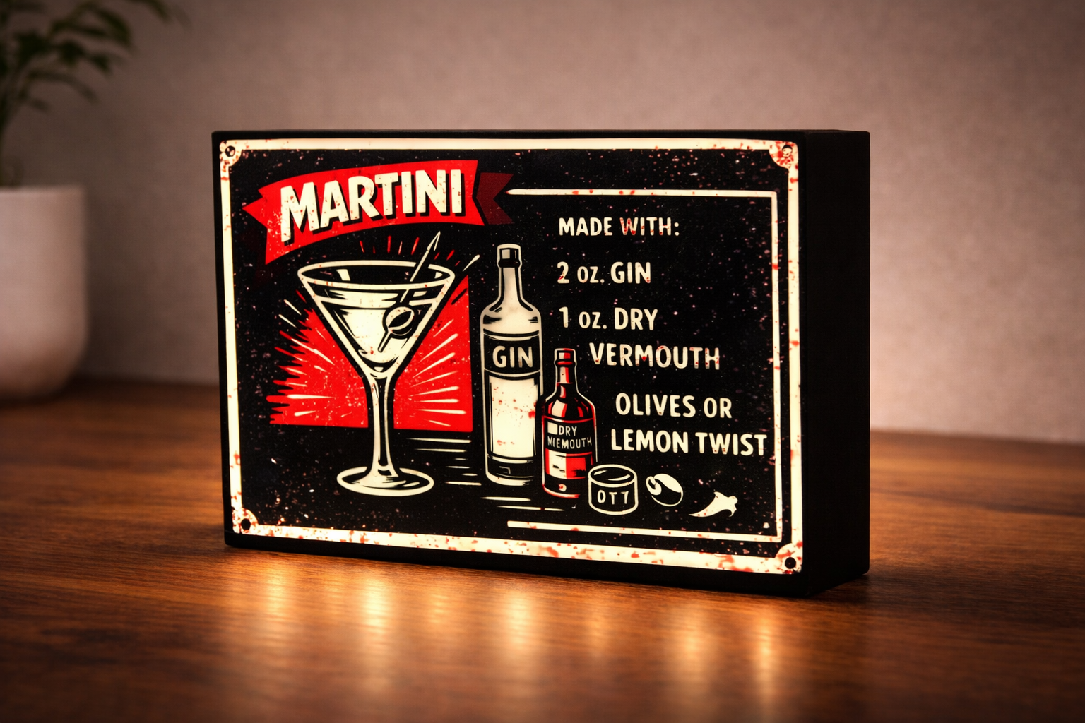 Vintage recipe drink Martini